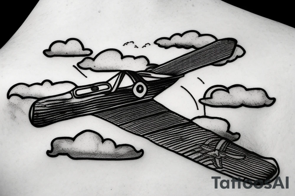 Microlight plane with clouds and a UFO tattoo idea