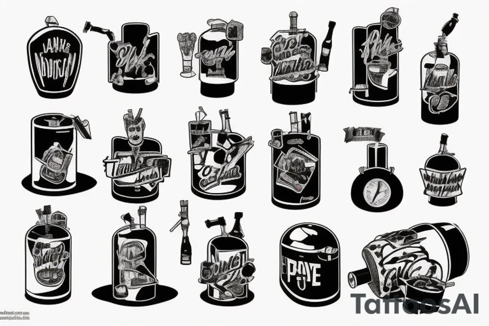 gasoline canister
alcohol
cocktails
punk style tattoo idea
