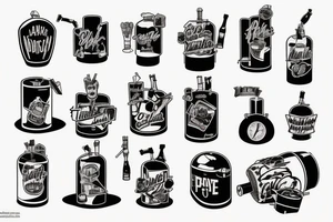 gasoline canister
alcohol
cocktails
punk style tattoo idea