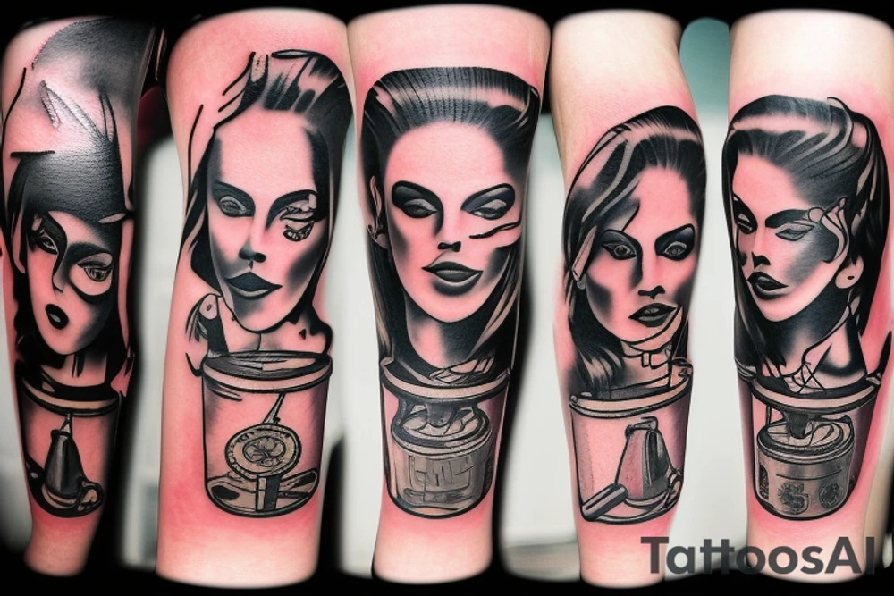 gasoline canister
alcohol
cocktails
punk style tattoo idea