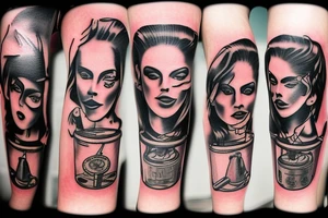 gasoline canister
alcohol
cocktails
punk style tattoo idea