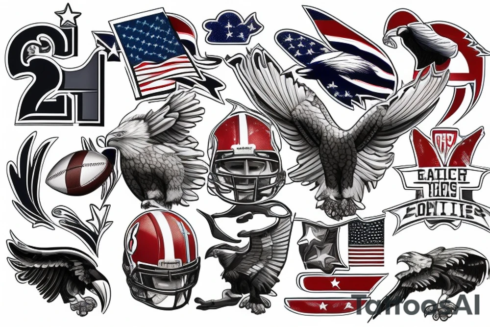 Patriotic, eagles, football, American tattoo idea
