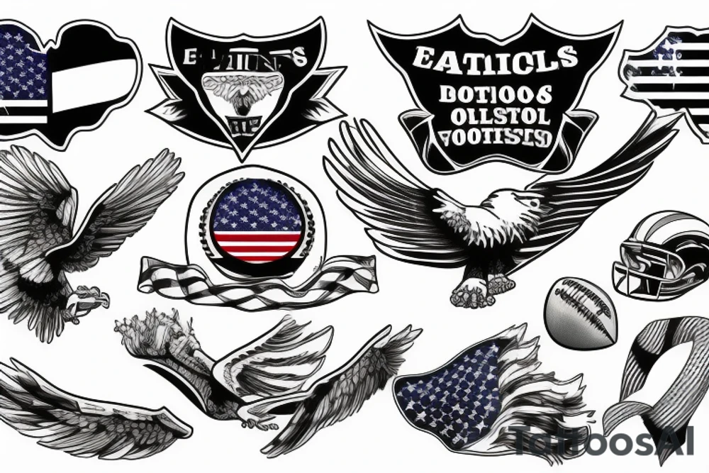 Patriotic, eagles, football, American tattoo idea