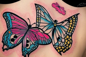 Butterfly exiting a wound. tattoo idea