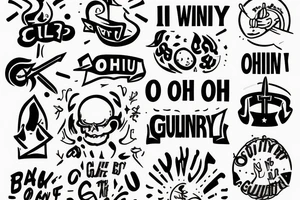 The words "Oh I wanna be guilty" with minimal Christian imagery incorporated tattoo idea