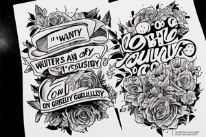 The words "Oh I wanna be guilty" with minimal Christian imagery incorporated tattoo idea
