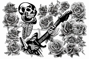 Fine like skeleton playing an electric guitar tattoo idea
