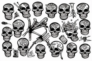 Fine like skeleton playing an electric guitar tattoo idea