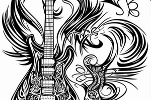 Fine line skeleton playing an electric guitar tattoo idea