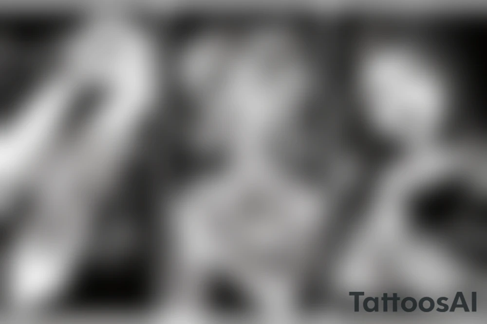 Female hair stylist In the middle of a crest holding scissors tattoo idea