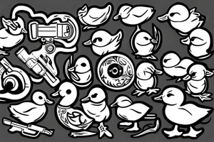 baby duck holding gun tattoo idea