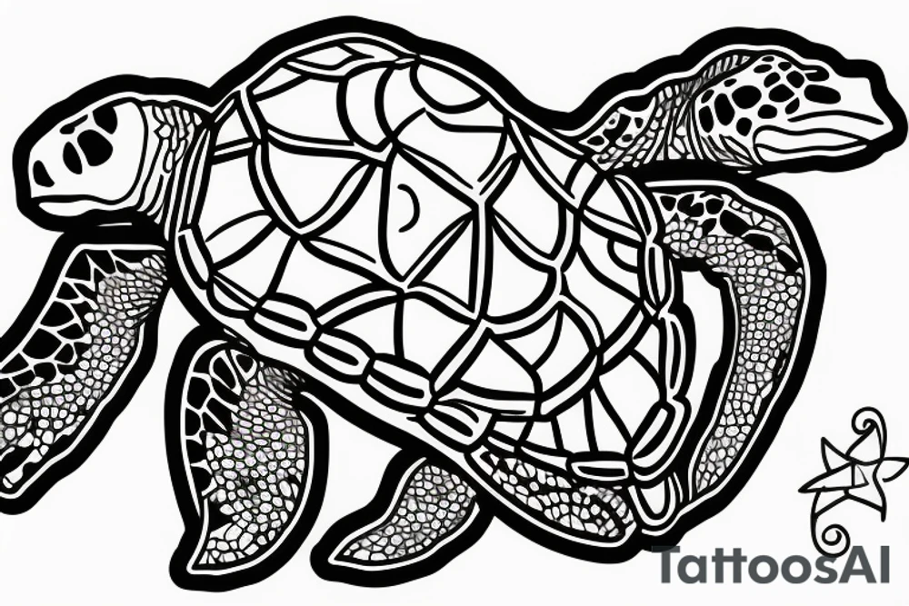 sea turtle doing something crazy tattoo idea