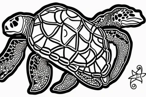 sea turtle doing something crazy tattoo idea