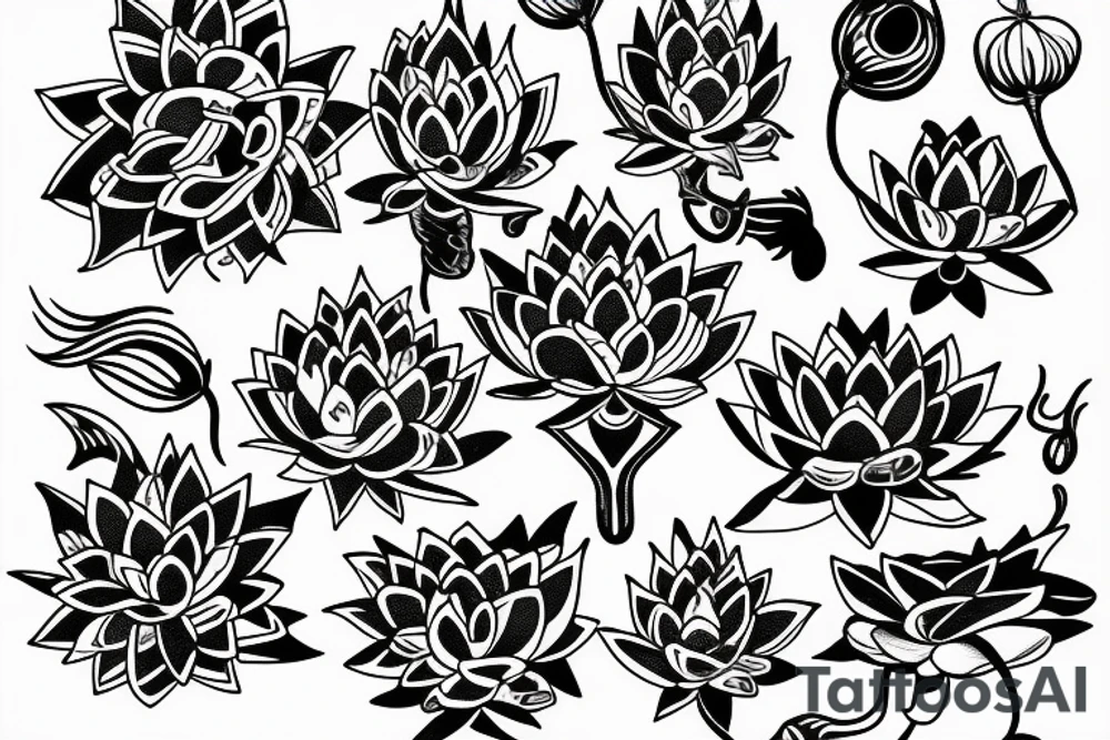 Million pettle lotus flow burying into enlightenment tattoo idea