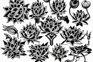 Million pettle lotus flow burying into enlightenment tattoo idea