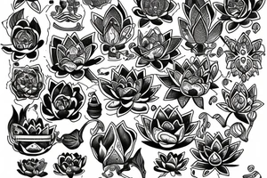 Million pettle lotus flower burying into enlightenment tattoo idea