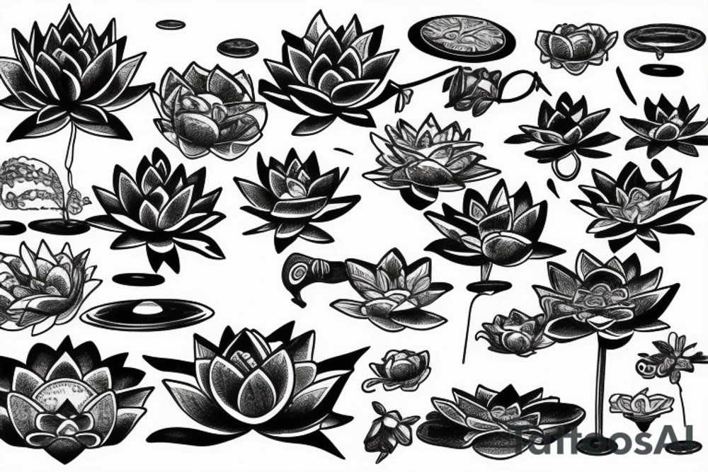 Million pettle lotus flower burying into enlightenment tattoo idea