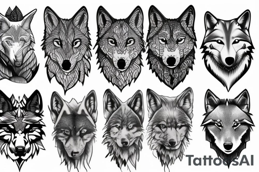 Forest and wolf tattoo idea
