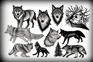 Forest and wolf tattoo idea