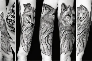 Forest and wolf sleeve tattoo idea