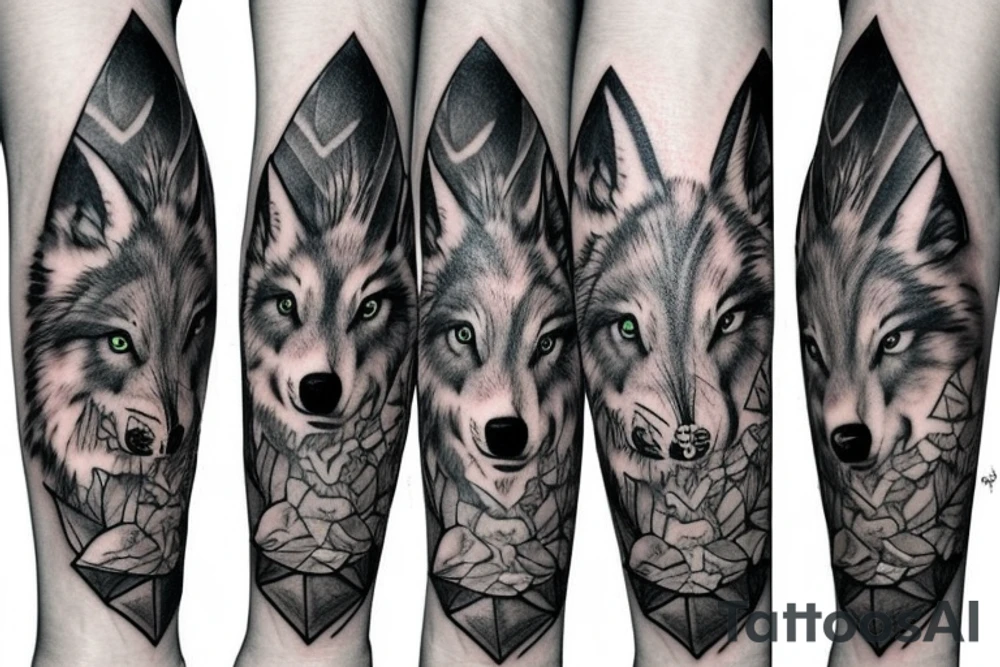 Forest and wolf sleeve tattoo idea