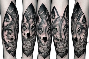 Forest and wolf sleeve tattoo idea