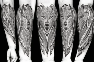Forest and wolf sleeve tattoo idea