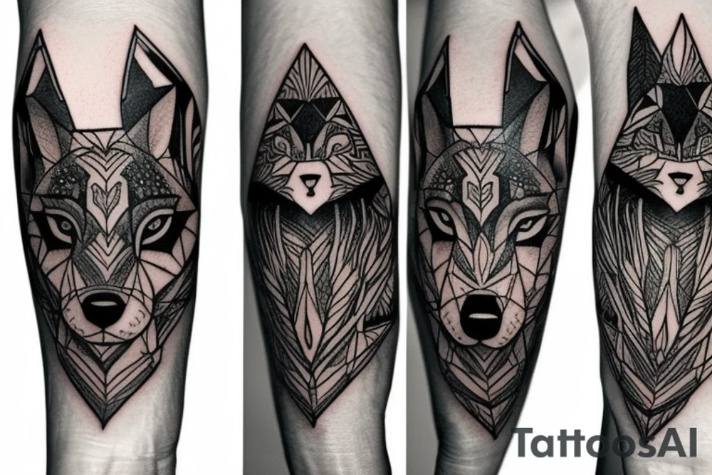 Forest and wolf sleeve tattoo idea