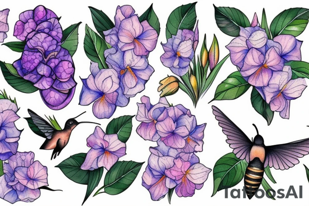 hummingbird
honey bee
iris
Hydrangea
Rose
Wolf tattoo idea