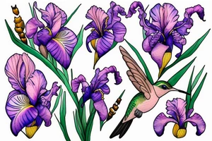 hummingbird
honey bee
iris tattoo idea