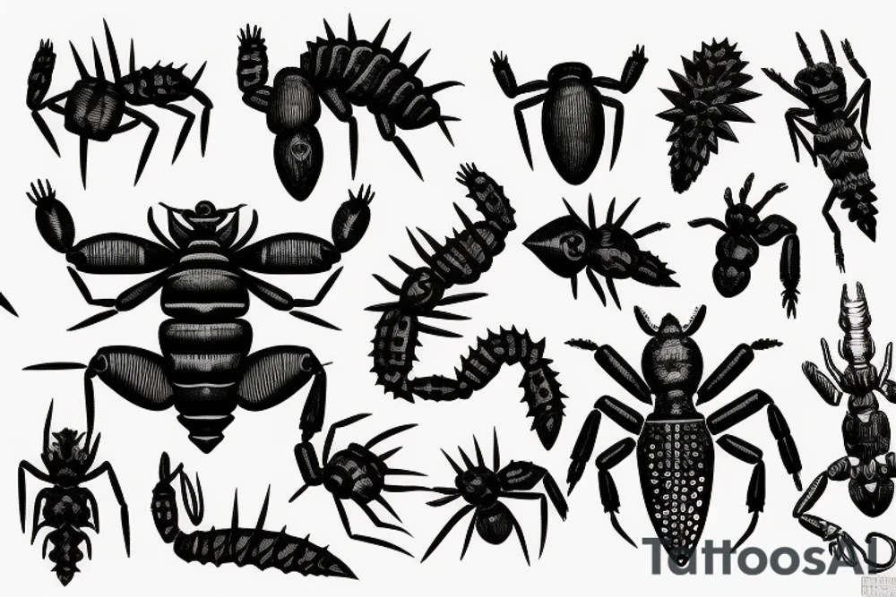 blackwork spiky scorpion tattoo idea