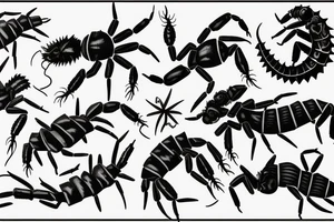 blackwork spiky scorpion tattoo idea