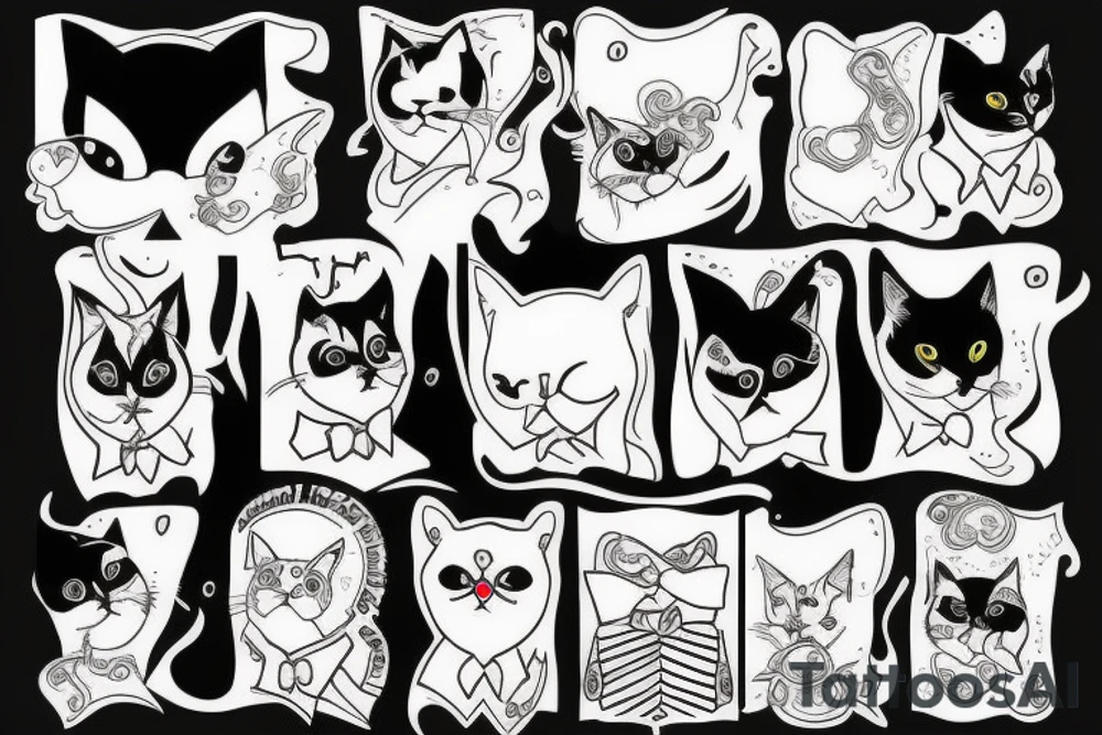 Tuxedo cat tattoo idea