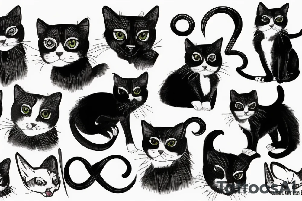 Tuxedo cat tattoo idea