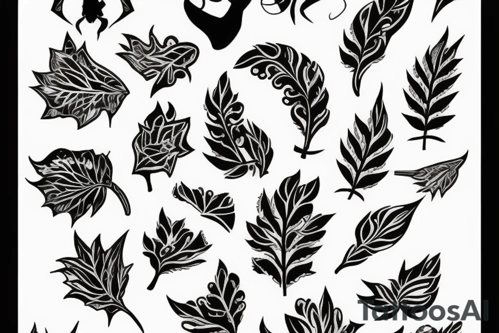 demon wing whit a five leaf clofer tattoo idea