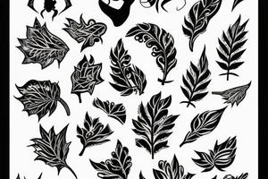 demon wing whit a five leaf clofer tattoo idea