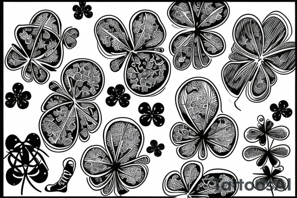 demon wing whit a five leaf clover tattoo idea