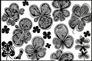 demon wing whit a five leaf clover tattoo idea