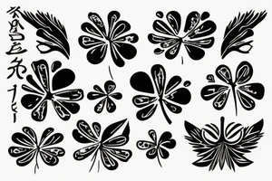demon wing whit a five leaf clover tattoo idea