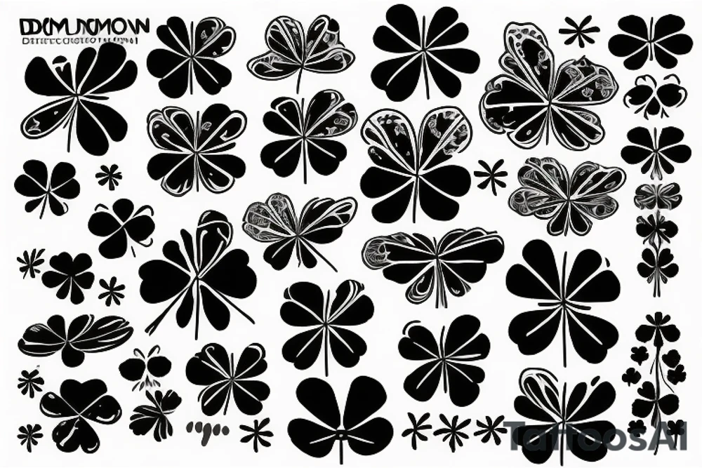 demon wing whit a five leaf clover tattoo idea