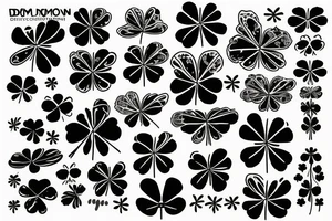 demon wing whit a five leaf clover tattoo idea