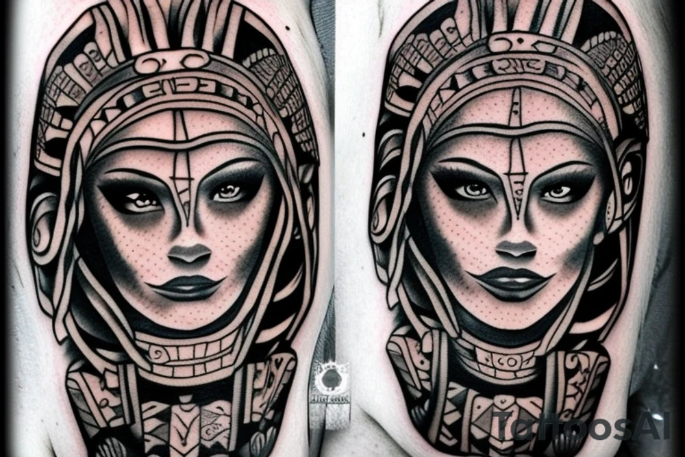 mayan warrior woman tattoo idea