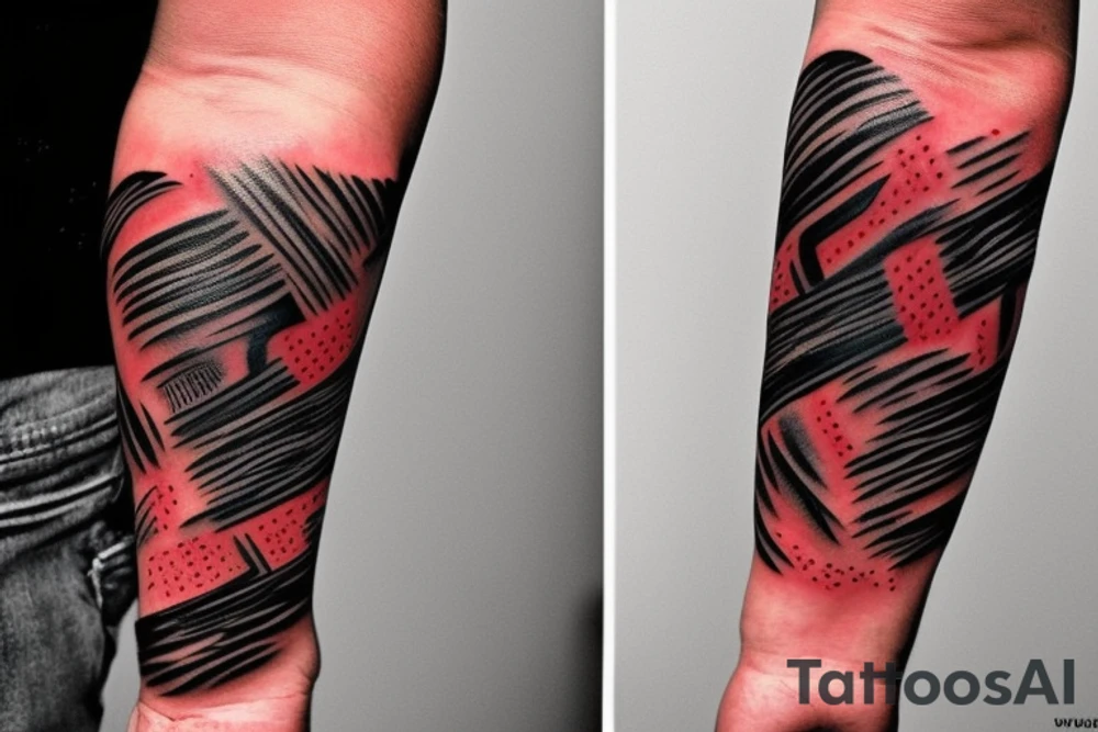 small upper arm band. Mostly black with some red tattoo idea