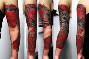 small upper arm band. Mostly black with some red tattoo idea
