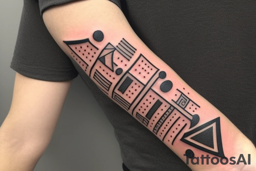 small arm band. Mostly black with some red tattoo idea