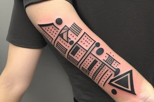 small arm band. Mostly black with some red tattoo idea
