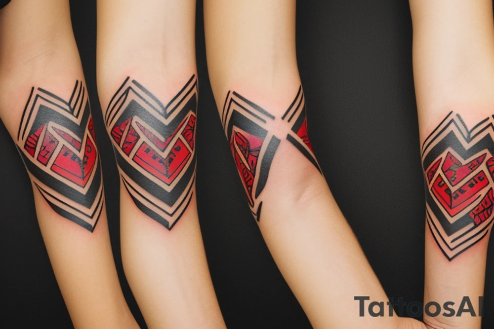small arm band. Mostly black with some red tattoo idea
