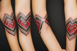 small arm band. Mostly black with some red tattoo idea