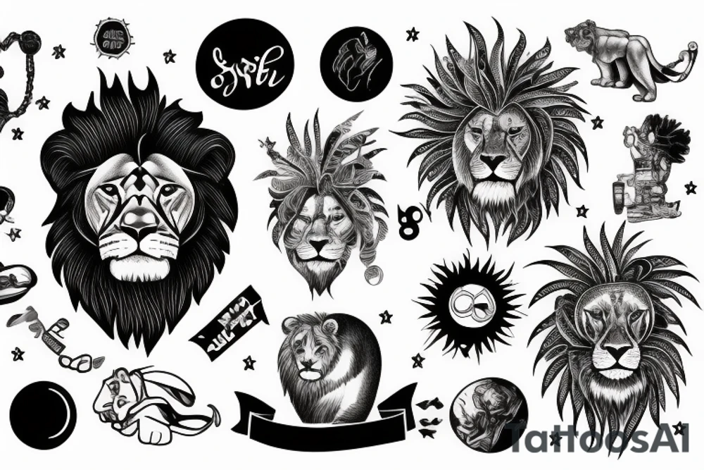 Astronaut with a lion full of wisdom tattoo idea