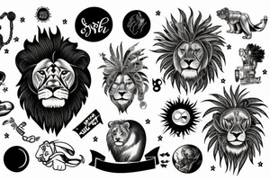 Astronaut with a lion full of wisdom tattoo idea